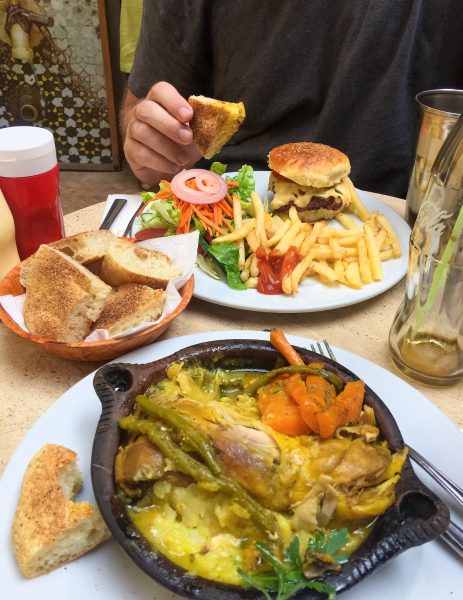 Chicken tajine, fries and camel burger in Morocco - 48 Hours in Marrakesh Guide 