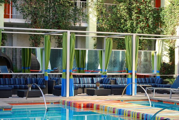 Colorful outdoor pool at the Clarendon Hotel and Spa