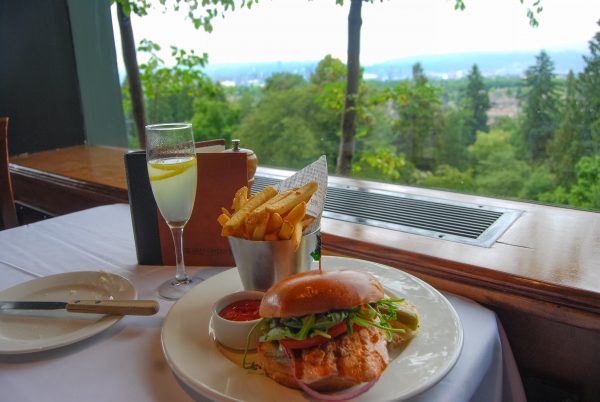 Best Food in Vancouver - French 75 and salmon burger at Seasons at the Park
