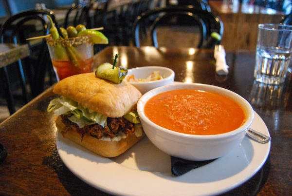 Best Food in Vancouver - Pulled pork sandwich and tomato soup at The Whip