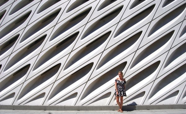 Everything You Need to Know When Visiting The Broad; girl in front of white building