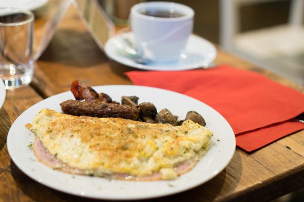 Miss Sophie's Hotel Prague breakfast buffet omelette and tea