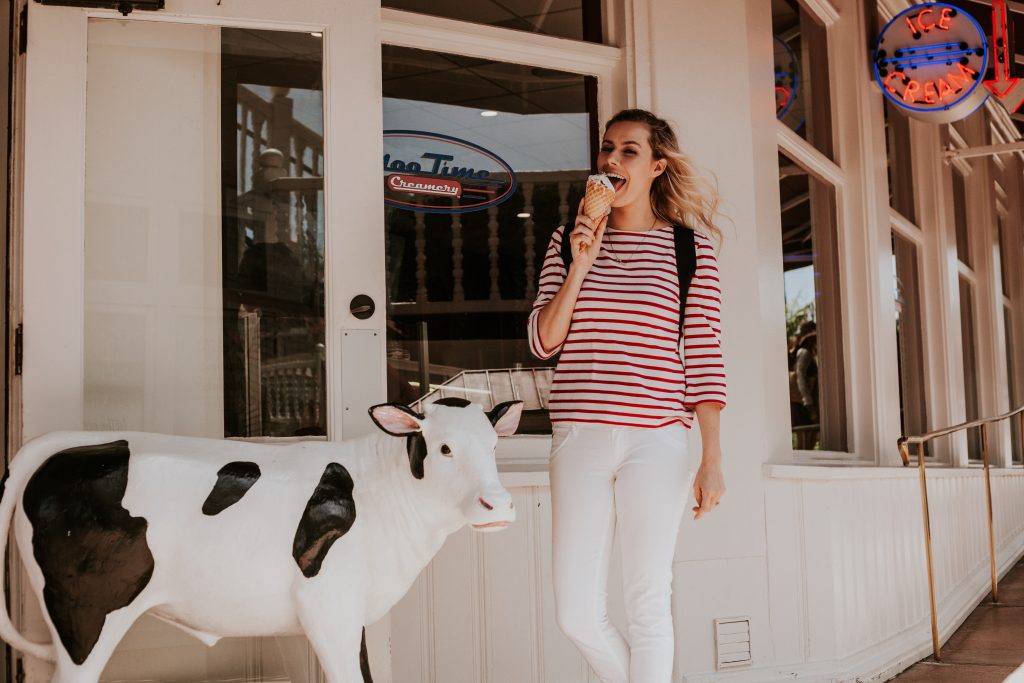 Perfect Stay at Hotel Del Coronado; girl with ice cream Moo Time Creamery