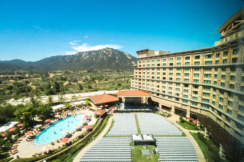 staycation at Pala Casino Resort and Spa; aerial view from hotel room