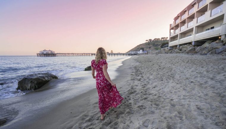 staying at Malibu Beach Inn; sunset Malibu pier