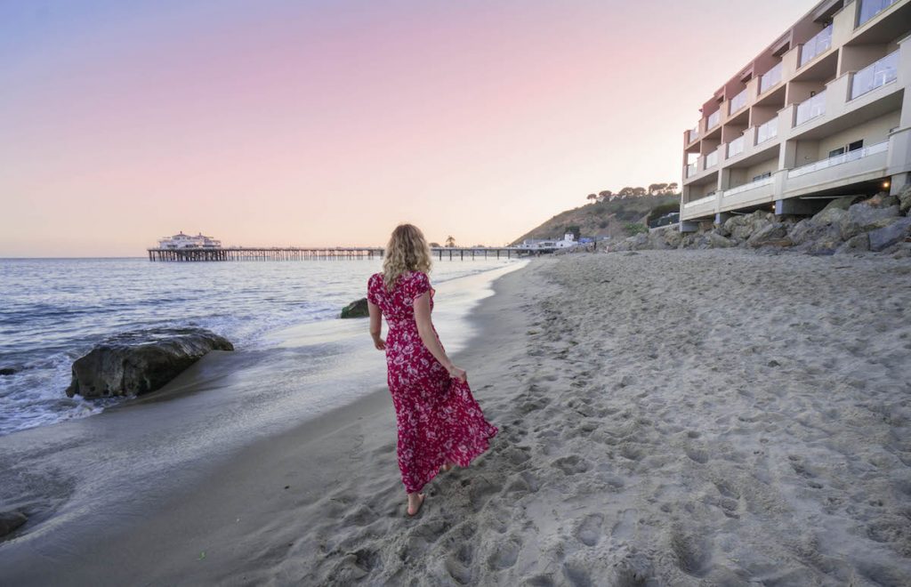 staying at Malibu Beach Inn; sunset Malibu pier