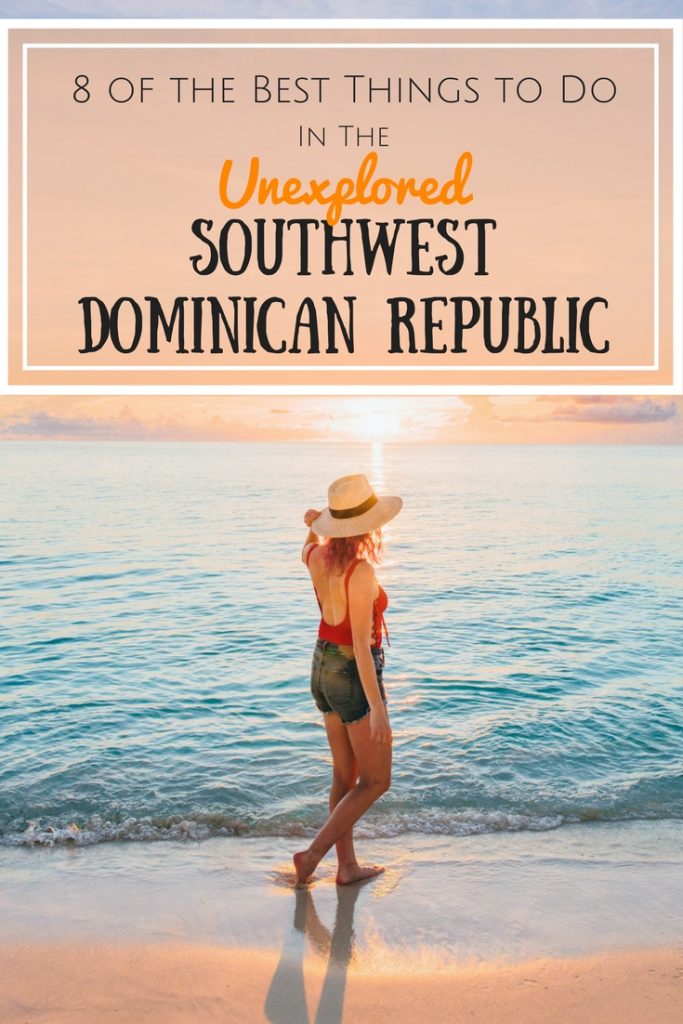 8 of the best things to do in the unexplored southwest Dominican Republic; girl walking on the beach at sunset