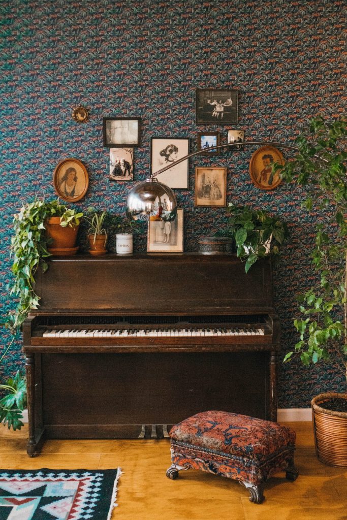 Staying at The Funky Loft in Brooklyn, New York; interior retro apartment details vintage piano