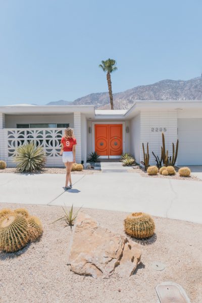 Best Photos in Palm Springs; midcentury modern orange doors; that pink door