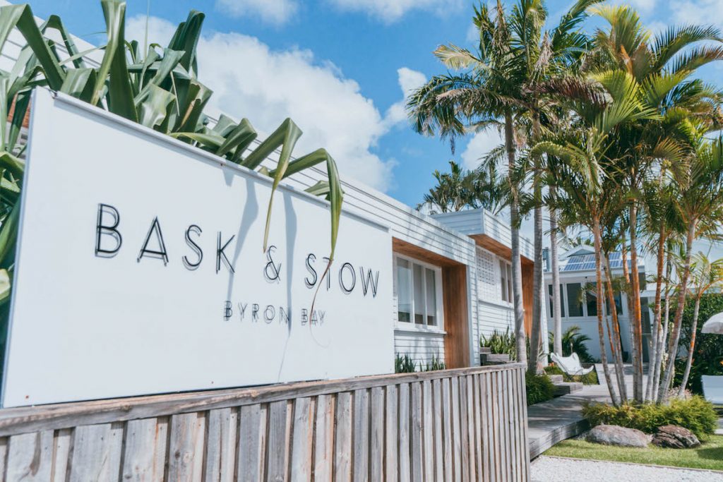 Bask and Stow; mid century modern boutique hotel in Byron Bay exterior