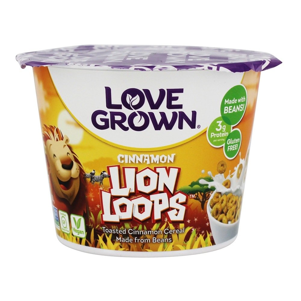 gluten-free and dairy-free travel snacks; Love Grown cereal cups Lion Loops